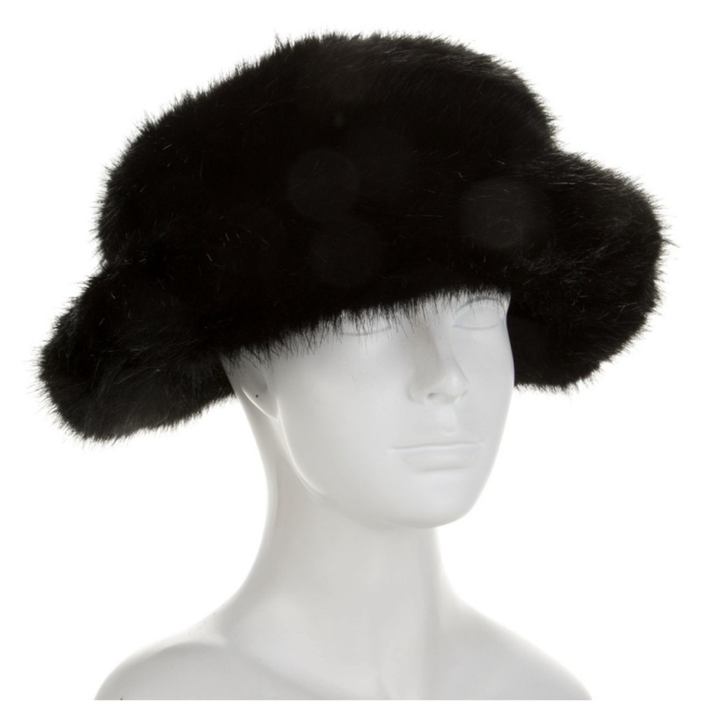 Emma Brewin Black Faux Fur Bucket Hat